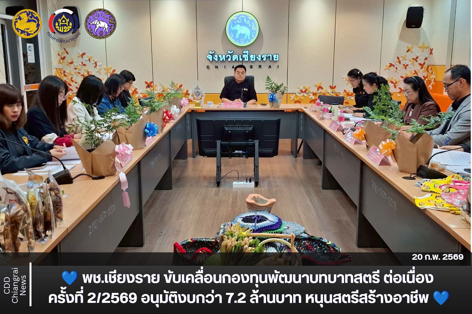 💙 พช.เชียงราย ขับเคลื่อนกองทุนพัฒนาบทบาทสตรี ต่อเนื่อง ครั้งที่ 2/2569 อนุมัติงบกว่า 7.2 ล้านบาท หนุนสตรีสร้างอาชีพ 💙 ✨ เร่งรัดการเบิกจ่ายงบประมาณ พร้อมบริหารจัดการหนี้อย่างเป็นระบบ เพื่อความมั่นคงของกองทุนฯ ✨