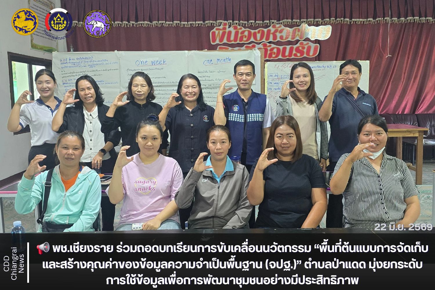 📢 พช.เชียงราย ร่วมถอดบทเรียนการขับเคลื่อนนวัตกรรม “พื้นที่ต้นแบบการจัดเก็บและสร้างคุณค่าของข้อมูลความจำเป็นพื้นฐาน (จปฐ.)” ตำบลป่าแดด มุ่งยกระดับการใช้ข้อมูลเพื่อการพัฒนาชุมชนอย่างมีประสิทธิภาพ