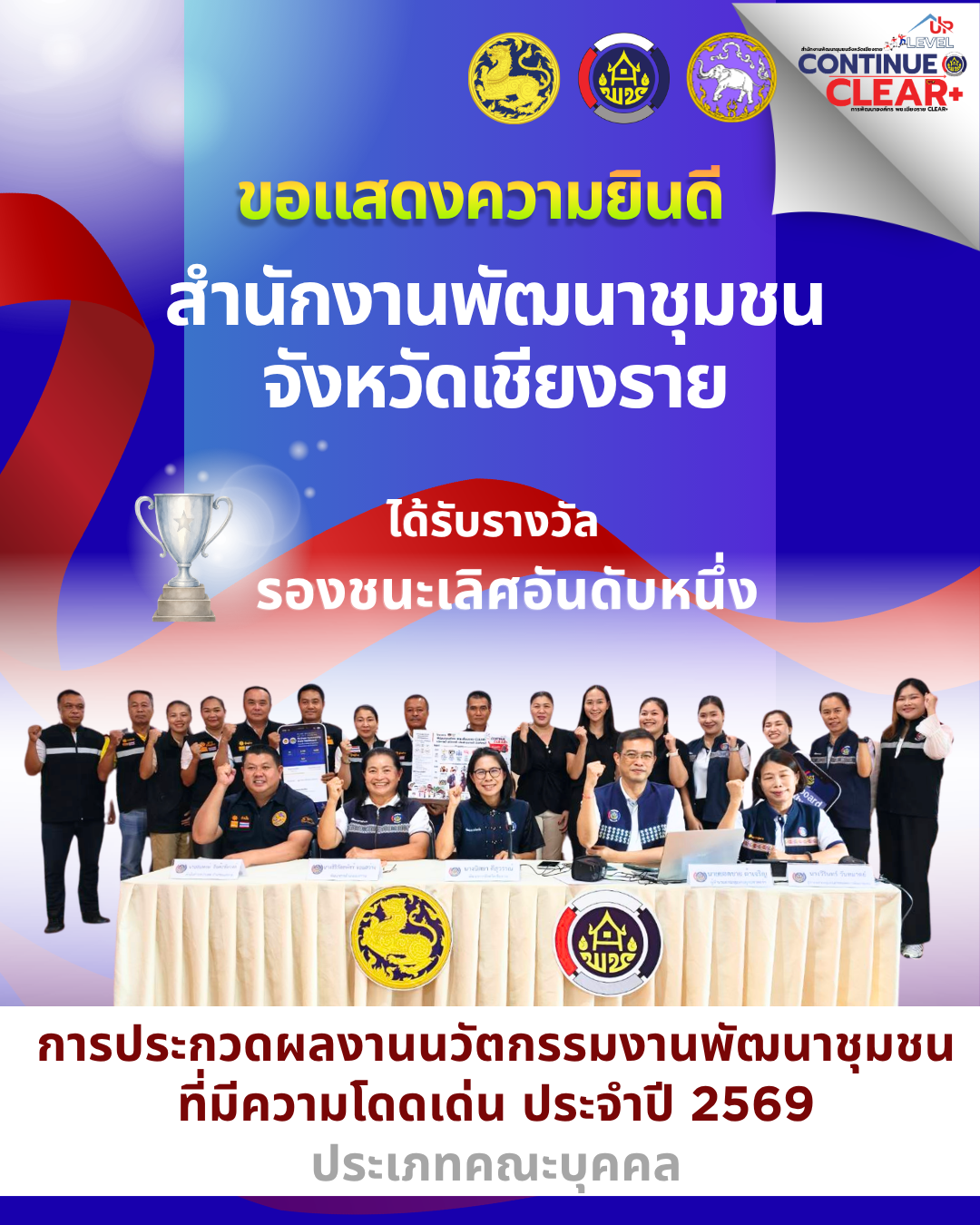 พช.เชียงราย ได้รับรางวัลการประกวดผลงานวิจัยดีเด่น (CDD Research Awards 2026) เดินหน้ายกระดับนวัตกรรมพัฒนาชุมชนสู่การใช้ประโยชน์จริง